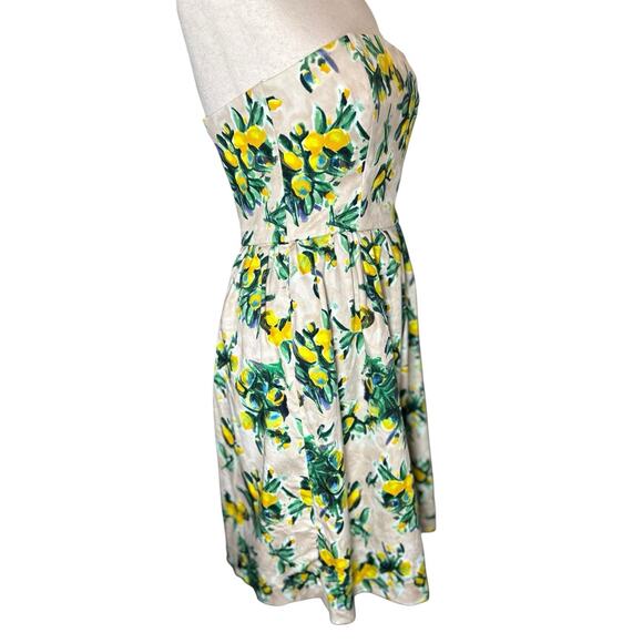 Zara Lemons Strapless Pleated Mini Yellow Size Small Wedding Guest Dress Party - Picture 5 of 9